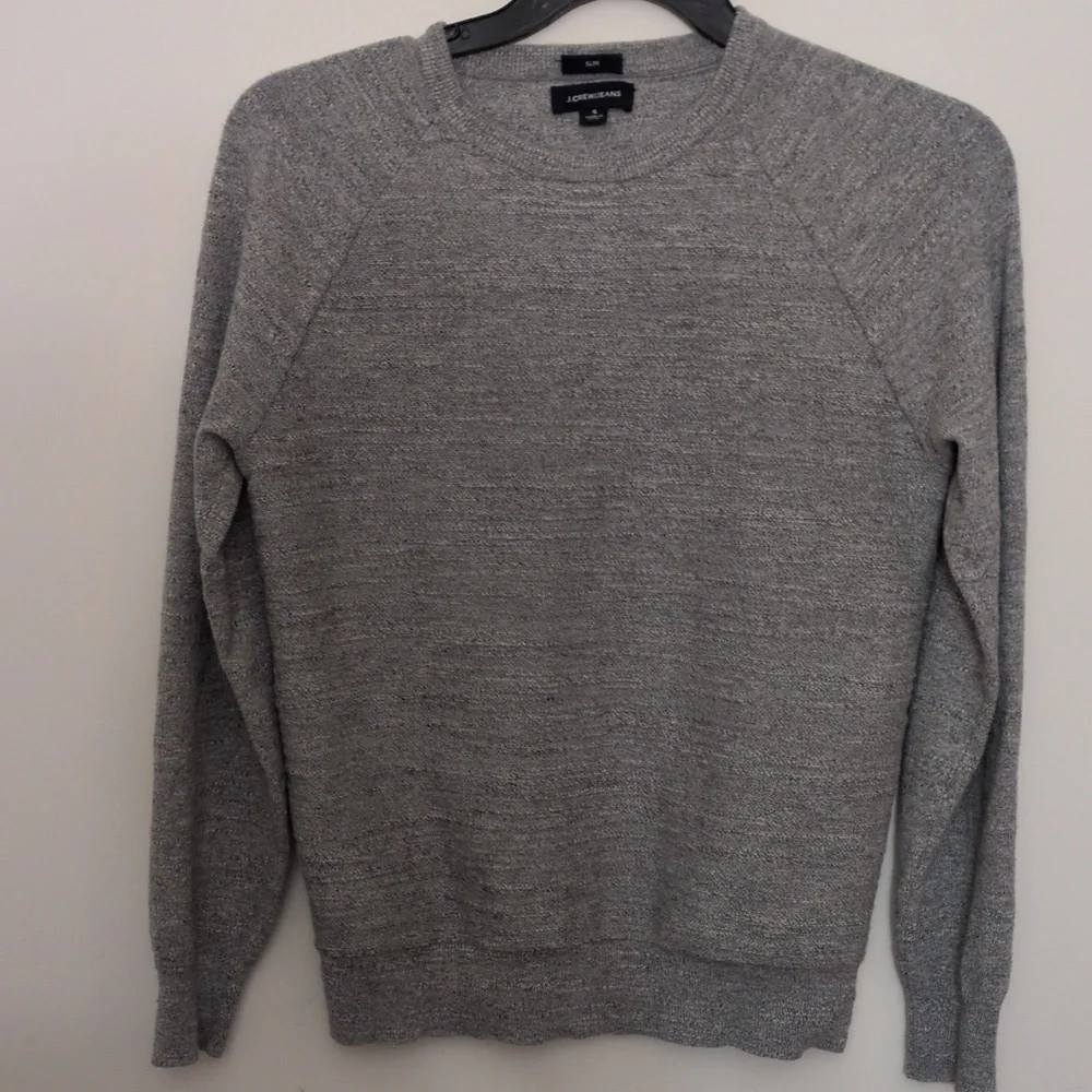 J Crew Mens Gray/White Marled Crew Neck Sweater Size S Cotton GUC - Picture 1 of 5